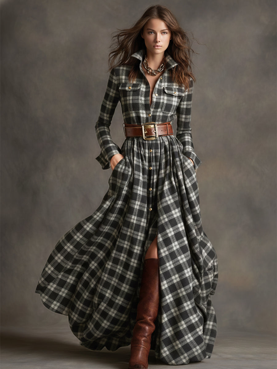Livia – sukienka maxi w kratę