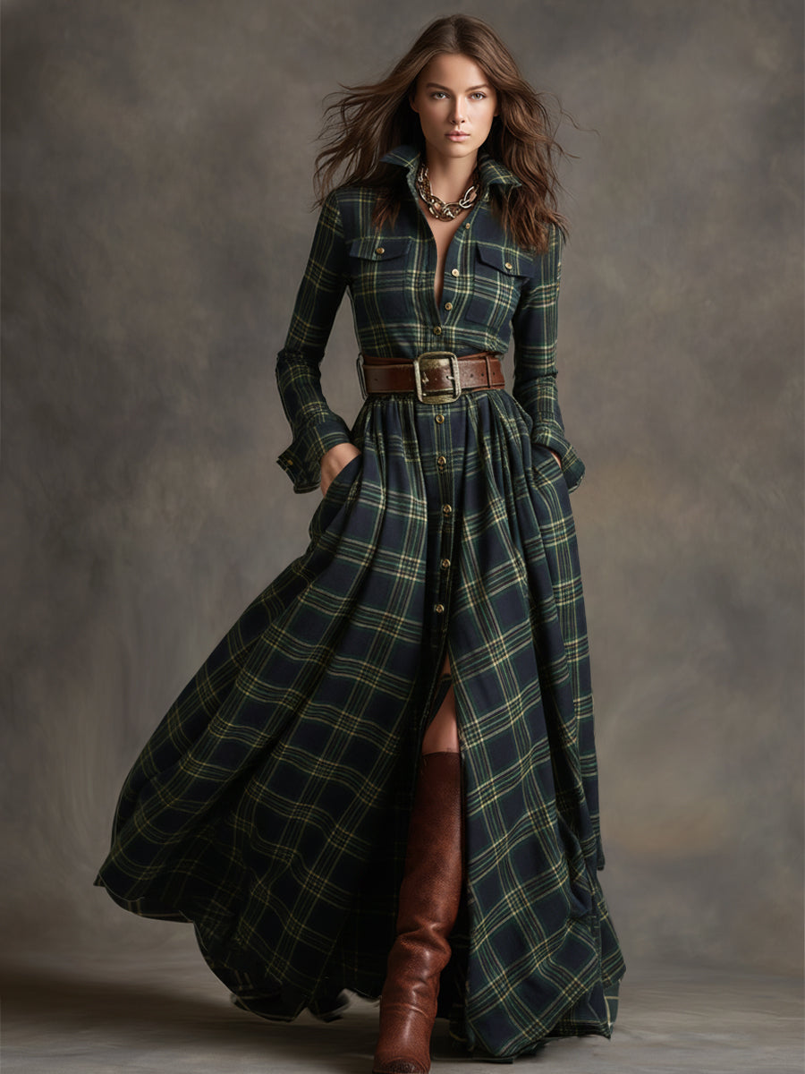 Livia – sukienka maxi w kratę