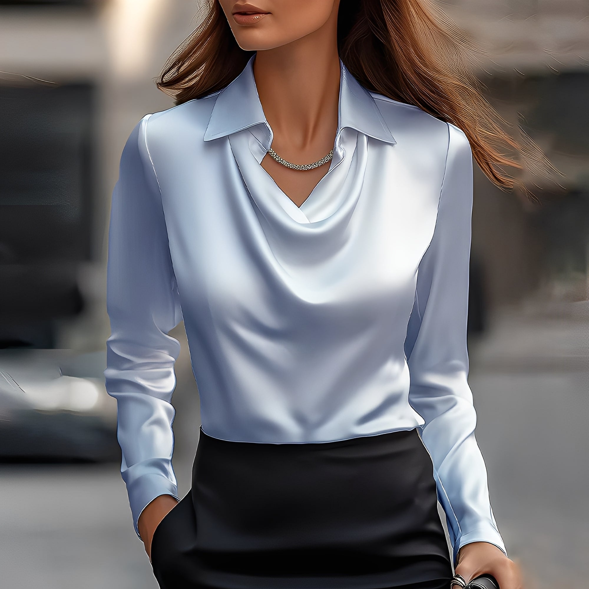 Laurentine - Bluzka elegancka z długimi rękawami dla kobiet