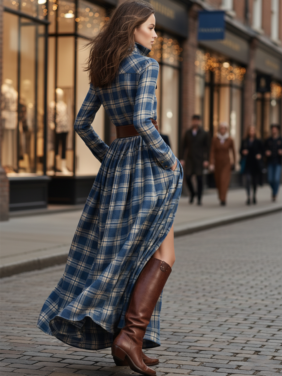Livia – sukienka maxi w kratę