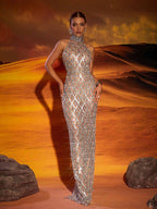 Oliwia – elegancka sukienka maxi z cekinami
