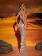Oliwia – elegancka sukienka maxi z cekinami